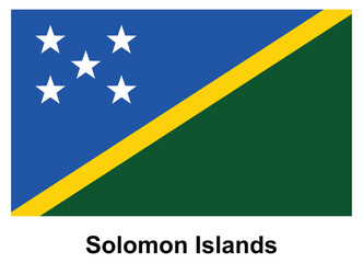 Fototapeta premium Flag of Solomon Islands with Blue, Green, Yellow, and White Elements