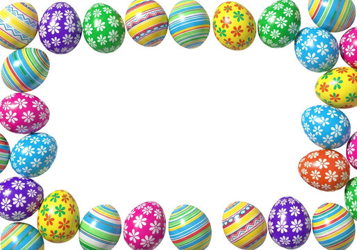 Easter day celebration with colorful decorated eggs isolated on transparent background