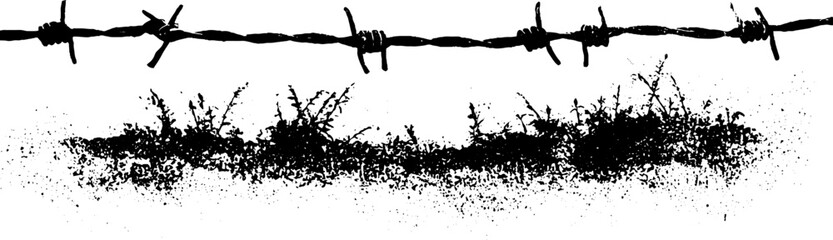 Naklejka premium Abstract rebar and barbed wire shadow in stencil style with high contrast for design projects