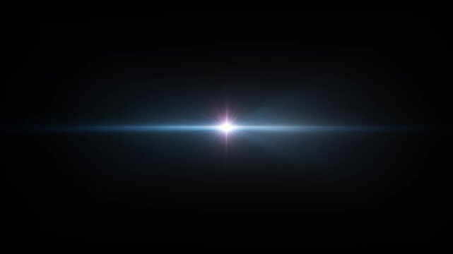 Loop abstract center glow colorful star optical lens flare shine light animation on black background 