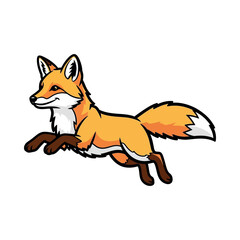 Obraz premium Cartoon Fox Running with Fluffy Tail.