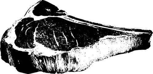 High contrast silhouette of steak cut in abstract stencil style for culinary design