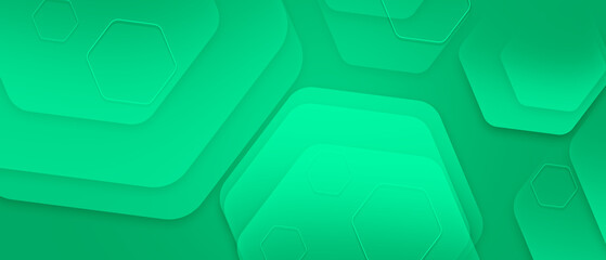 Modern abstract green technology background featuring layered geometric shapes