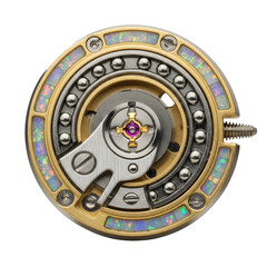 Naklejka premium Ornate mechanical watch movement with opal inlay