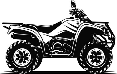 All-terrain vehicle ATV quad bike silhouette vector illustration isolated on white background, black off-road transport icon for adventure and extreme sports. © LITON WORLD