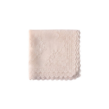 Delicate lace handkerchief with floral embroidery