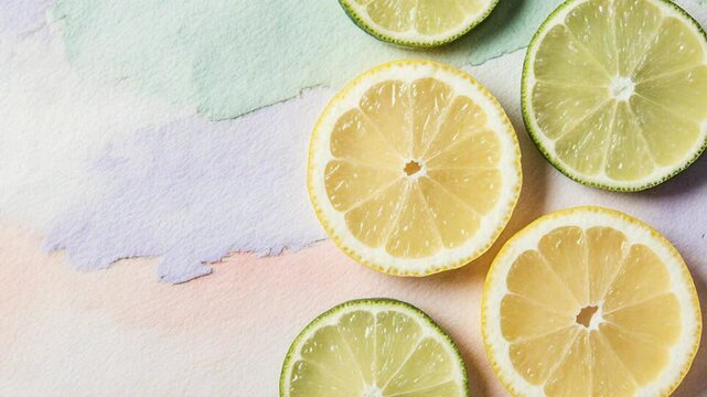 Sliced Lemons and Limes on Pastel Surface.