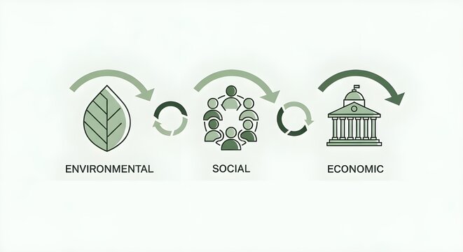 Ilustraci&oacute;n de vector de icono web de banner ESG para la gobernanza social ambiental del desempe&ntilde;o de sostenibilidad corporativa para la evaluaci&oacute;n de inversiones
