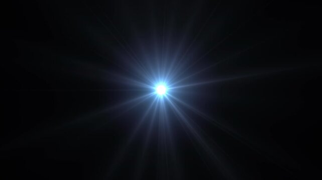 Ethereal Blue Light Shining Towards Camera with Bright Spikes Rotating and Gently Flickering on Black Background. Use add or screen modes to remove backdrop and overlay on your videos.