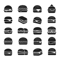 Fototapeta premium burger icon silhouette vector illustration isolated