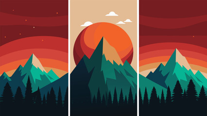 A serene landscape with rolling hills and a vibrant sunset sky Vector © Rana Islam