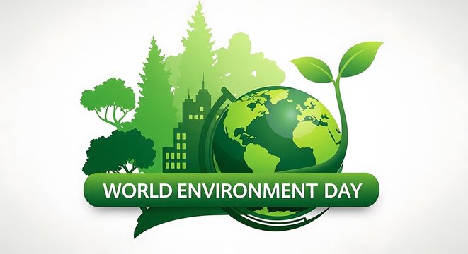 World environment day logo with green theme