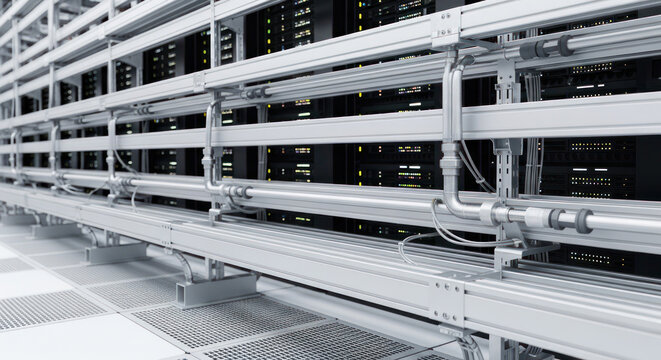 Server Racks with Computer Equipment Installed.