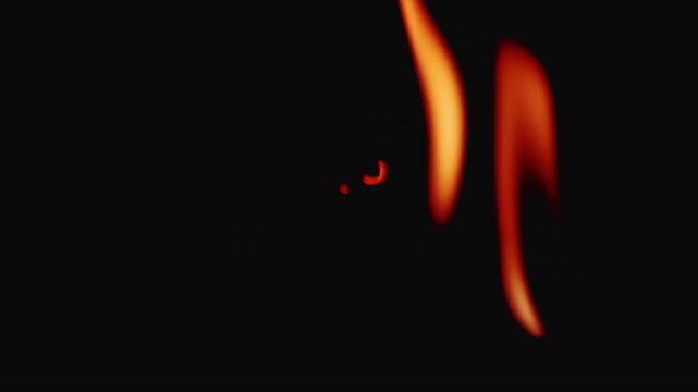 Close-up shot with tongues of fire on a dark background
