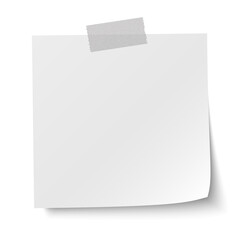 Sticky note PNG with duct tape, post it note paper, memo reminder with shadow, white sticky paper note with clipping path isolated on transparent background © dlyastokiv