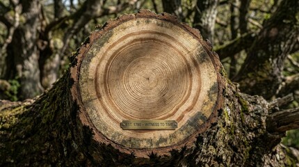 Cross-section of a tree trunk revealing annual growth rings