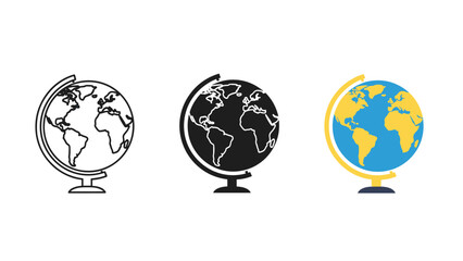 Three different colored globes on stands side by side Vector © PixelNest 