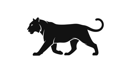 Naklejka premium Black Panther Silhouette Walking Forward.