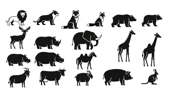 Collection of Various Animal Silhouettes.