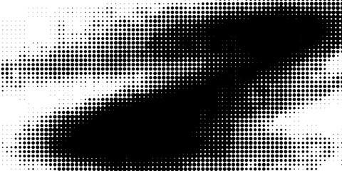 Fototapeta premium Black and white halftone background with flowing dotted wave texture. vector