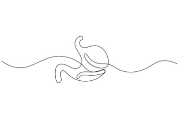 Stomach continuous one line drawing minimalist medical icon on white background
