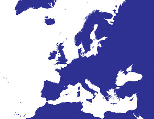 Naklejka premium Blue Map of Europe Solid Design Cartography Vector Design