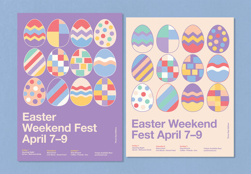 Minimalist Modern Geometric Easter Egg Poster Layout