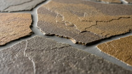 Obraz premium Close up of textured stone tiles with natural earth tone colors