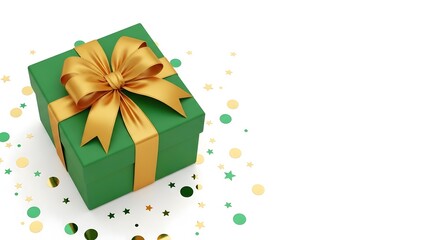 Obraz premium St Patrick's Day Green Gift Box with Gold Ribbon