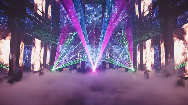 Vibrant Nightclub Scene with Dynamic Lighting Effects.