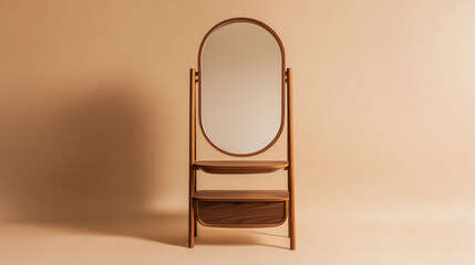 wooden shelves on white background
