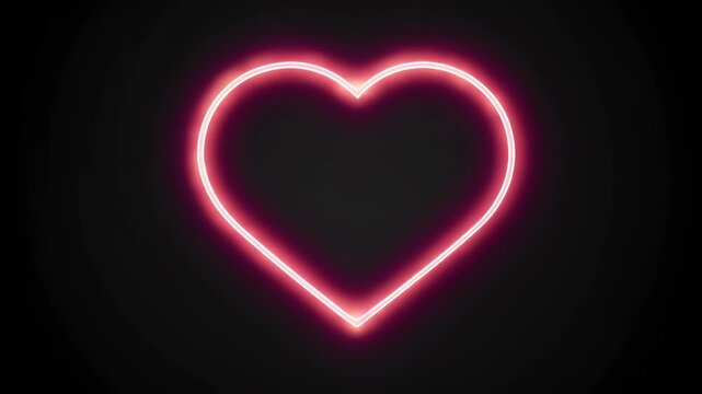 Pulsing candy pink electric aqua outlines sketch pair interlocking hearts that glow like neon signage tracing one continuous line pitch black space while tiny flecks shimmer around romantic K loop