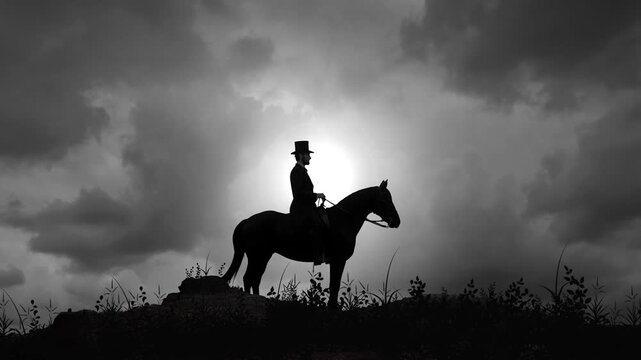 19th American President on a Horse at Dusk