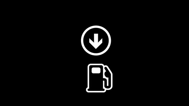 Gas pump icon with a downward arrow indicating a decrease in fuel prices or a refill action