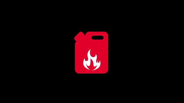 Red gasoline canister icon with a flame symbol indicating flammable fuel or energy power source