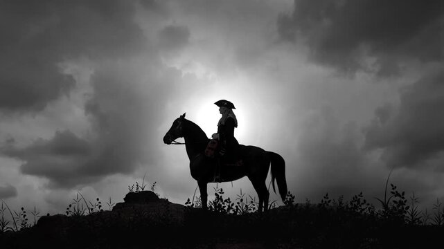 Century French Monarch on Horse at Dusk