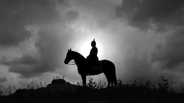 19th Century Prussian Statesman on Horse at Dusk