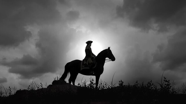 18th Century Russian Tsar on Horse at Dusk
