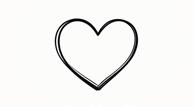 Simple illustration of a hand drawn heart with a black outline