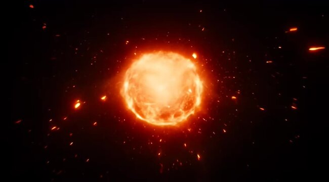Intense bright orange light emitting fireballs and energy in a black void
