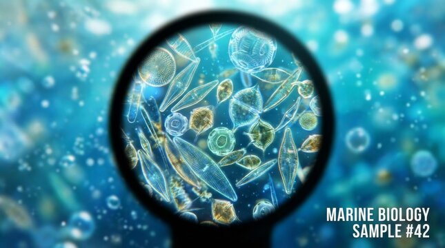 Microscopic View of Phytoplankton in Aquatic Sample
