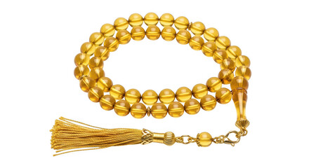 Obraz premium Golden tasbih beads isolated on transparent background