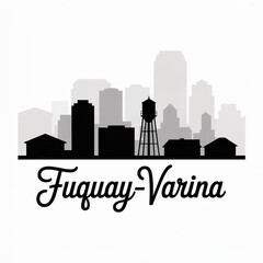 Fototapeta premium Fuquay-Varina North Carolina Skyline Silhouette — A Growing Wake County Town Vector Illustration