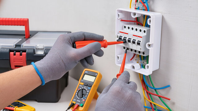 electrician with multimeter