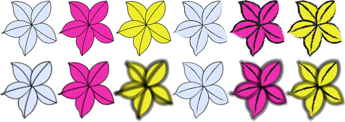 Set of colorful flowers in a seamless floral pattern design © Miju