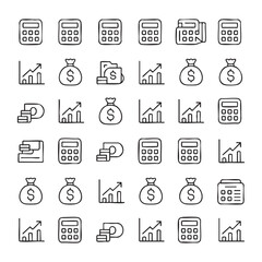 Fototapeta premium Business Icon Collection black and white Vector Line Art