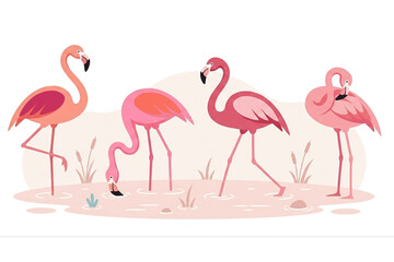 Obraz premium Flamingo Flat vector