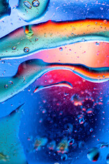 Rainbow Gradient Liquid Surface with Oil Drops Macro Art