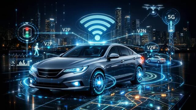 Autonomous Vehicle V2X Communication System in Smart City Night Environment