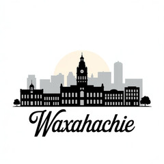 Naklejka premium Waxahachie Skyline Silhouette — A Historic North Texas City Vector Art